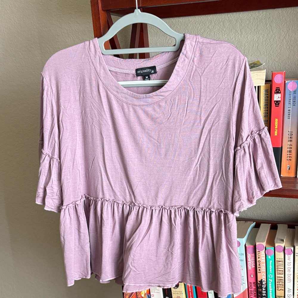 Angie Lavender Ruffle Sleeve Top
